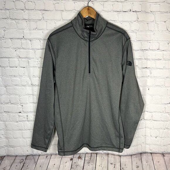 The North Face Mens Gray Quarter zip Long Sleeve Pullover Hoodie Sweatshirt L - Picture 1 of 8